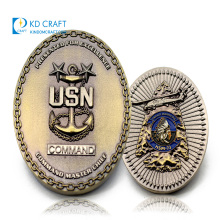 Großhandel kein minimales benutzerdefiniertes ankerförmiges Prägen geprägtes Logo usn-Marinechef-Souvenir-Metallherausforderungsmünze